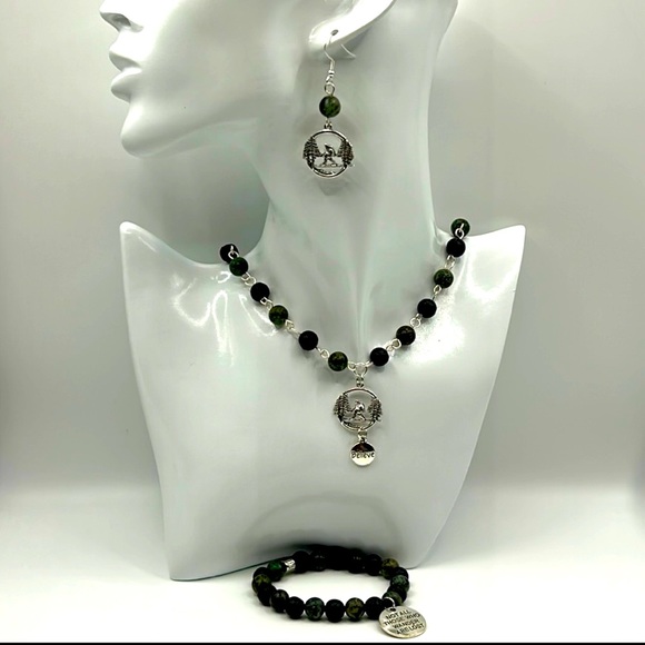 Handmade Big Foot Necklace Set with Natural African Turquoise Stones! - Picture 1 of 11